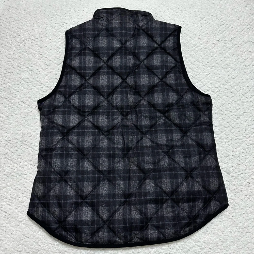 J. Crew Black Gray Plaid Vest Down Filled Medium